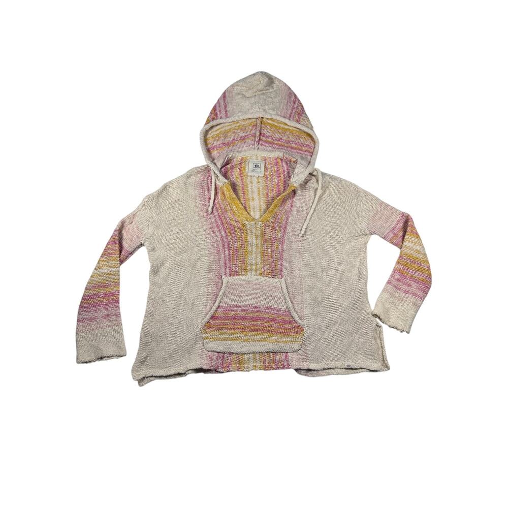 Rip Curl The Search Hoodie XS Baja Knit Cream Pink Yellow Y2K Surf Boho